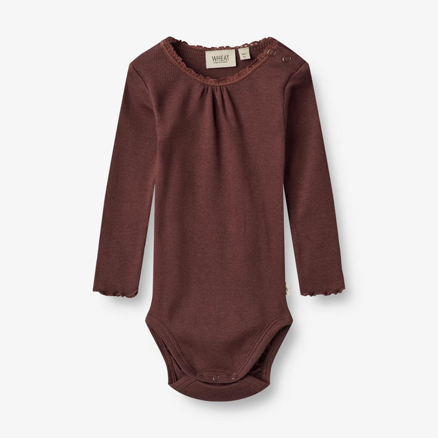 Wheat - Langærmet Rib Body Lotta - Aubergine - Tiny Nation