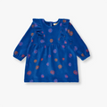 Soft Gallery Eleanor Fløjl Blomster Kjole i True Blue set forfra.​